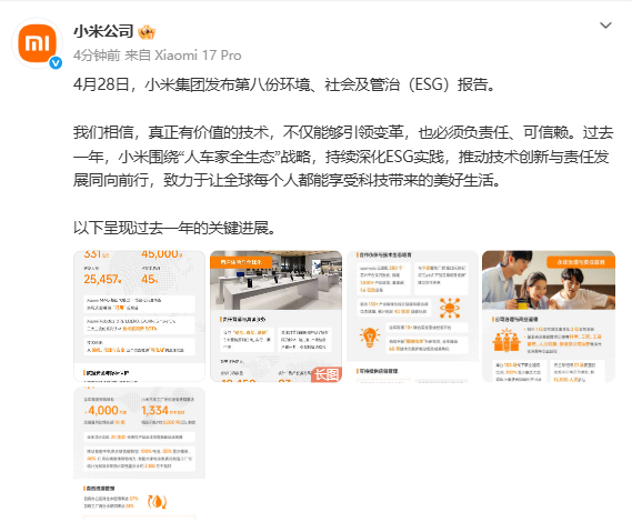 小米发布第8份ESG报告 2025年研发投入达331亿元 小米发布第8份ESG报告 2025年研发投入达331亿元