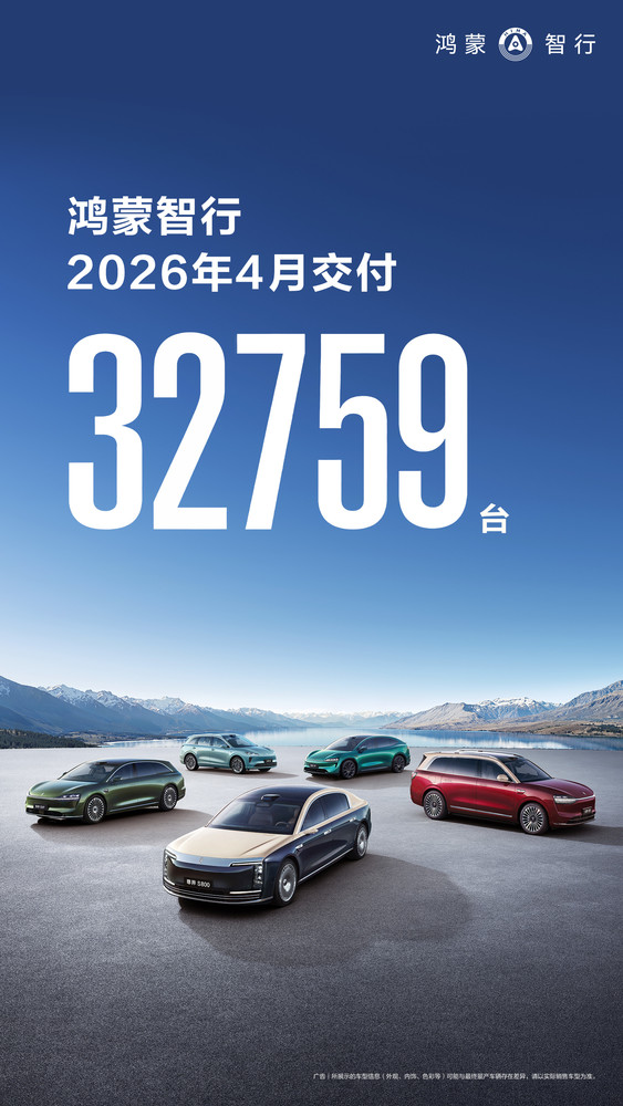 鸿蒙智行2026年4月月销超3.2万台 鸿蒙智行2026年4月月销超3.2万台