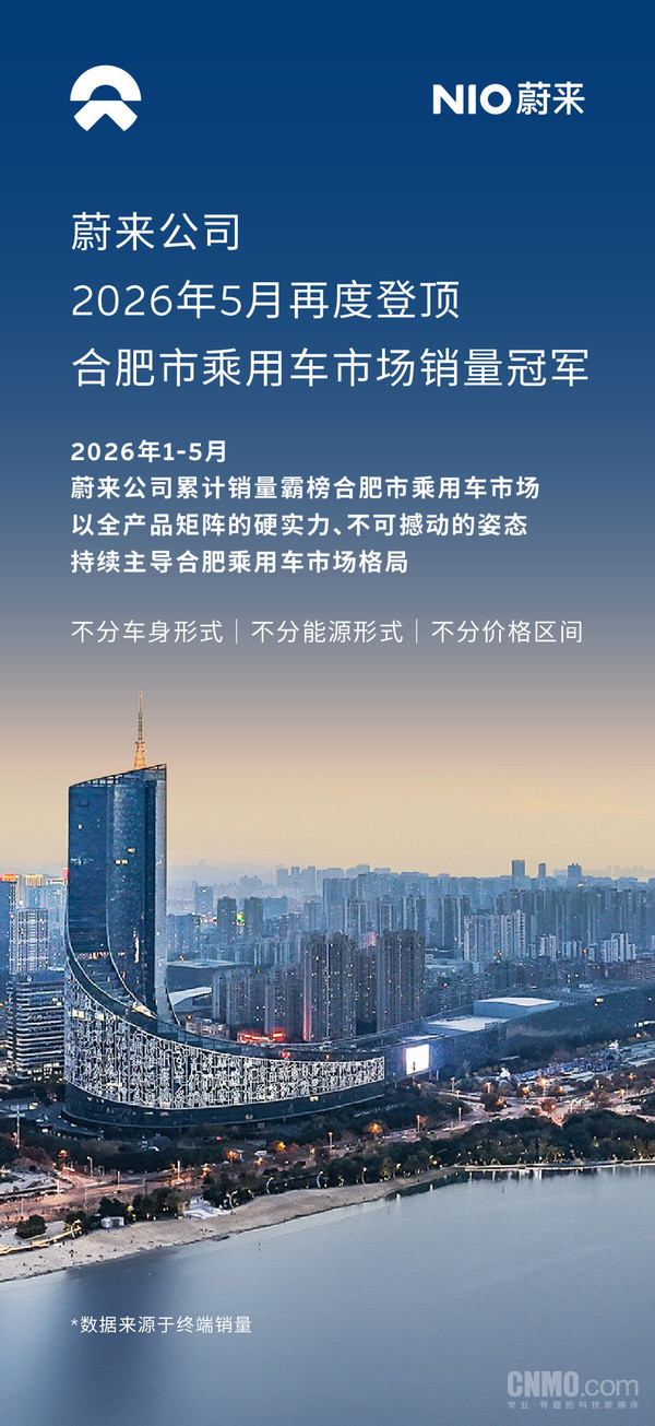 蔚来5月再登合肥乘用车销量榜首 1-5月累计销量同样霸榜 蔚来5月再登合肥乘用车销量榜首 1-5月累计销量同样霸榜